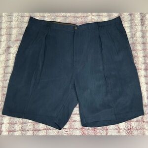 Tommy Bahama Relax Mens 44 Flat Front Silk Chino Shorts Blue Vintage
